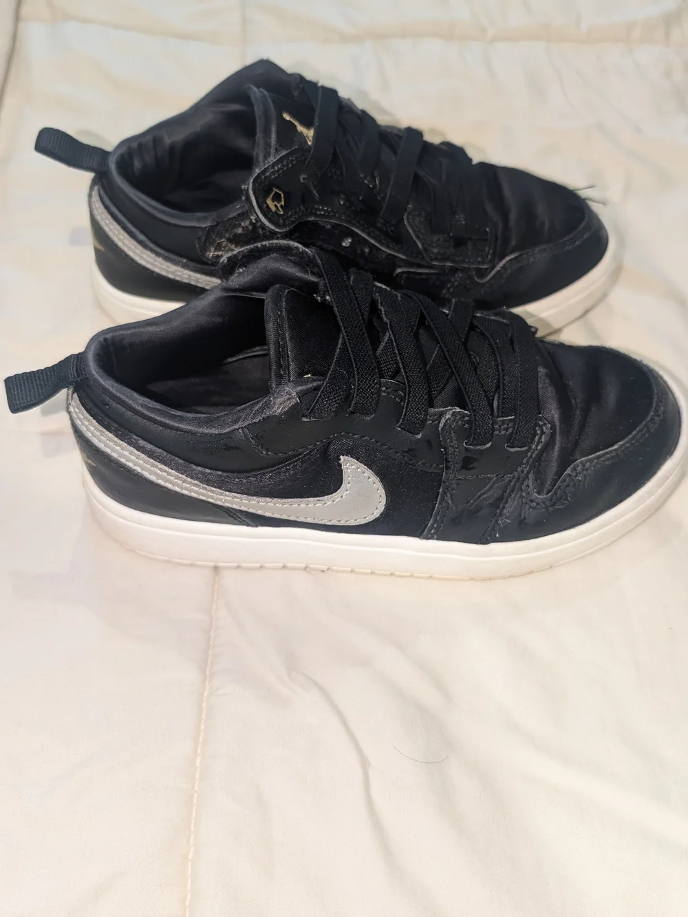 Nike Air Jordan 1 Low' Black & Silver Sneakers